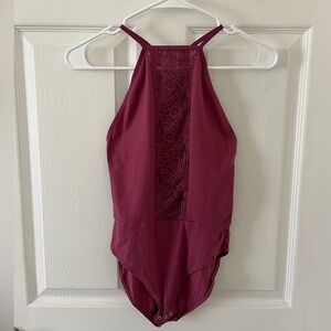 PINK Victoria's Secret Bodysuit in Rose with Lace Detail